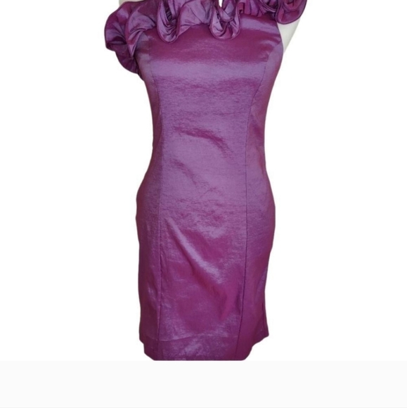 Arden B Purple Bodycon Ruffles Cocktail Dress - Picture 4 of 4